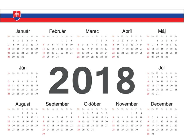 Vector Slovak circle calendar 2018 — Stock Vector