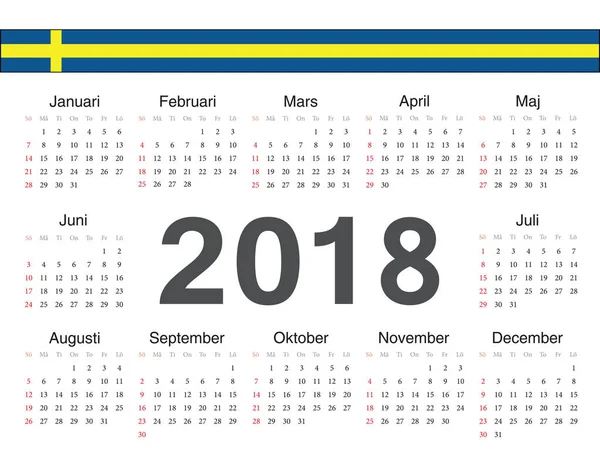 Vektor schwedischer Kreiskalender 2018 — Stockvektor