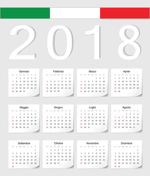 Calendario italiano 2018 — Vector de stock