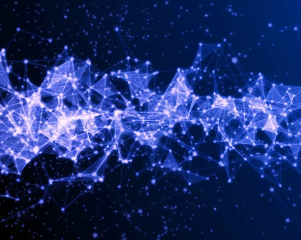 Abstrakter digitaler Hintergrund mit blauen kybernetischen Teilchen. — Stockfoto
