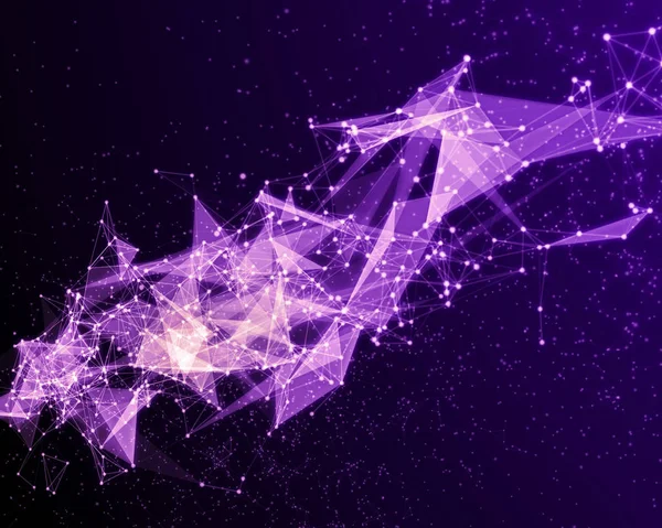 Abstracte digitale achtergrond met violet cybernetische deeltjes. — Stockfoto