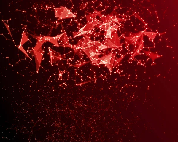 Abstract digital background with red cybernetic particles. — Stock Photo, Image