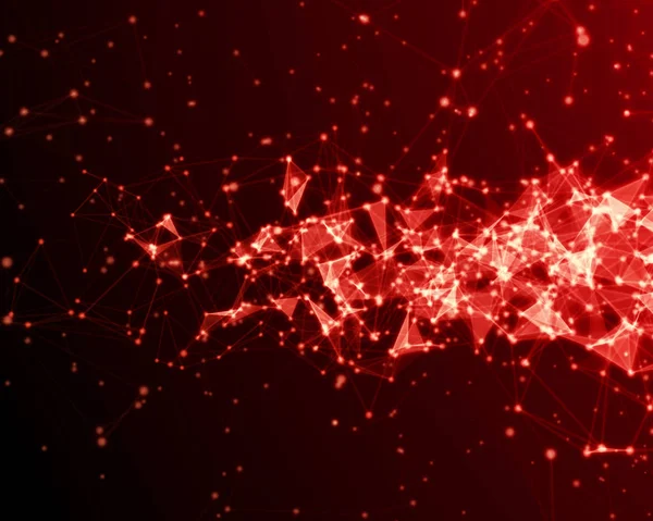 Abstrakter digitaler Hintergrund mit roten kybernetischen Teilchen. — Stockfoto