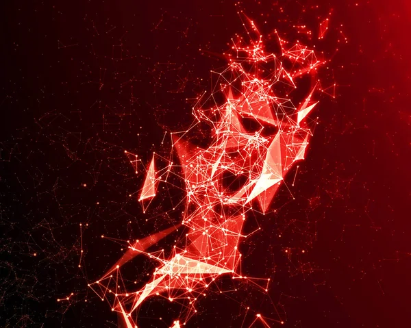Abstract digital background with red cybernetic particles. — Stock Photo, Image