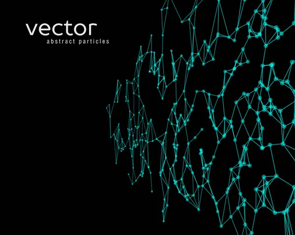 緑の抽象的な粒子のベクトルの背景. — ストックベクタ