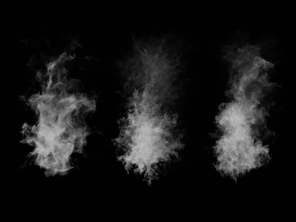 Abstract smoky shapes on black background.