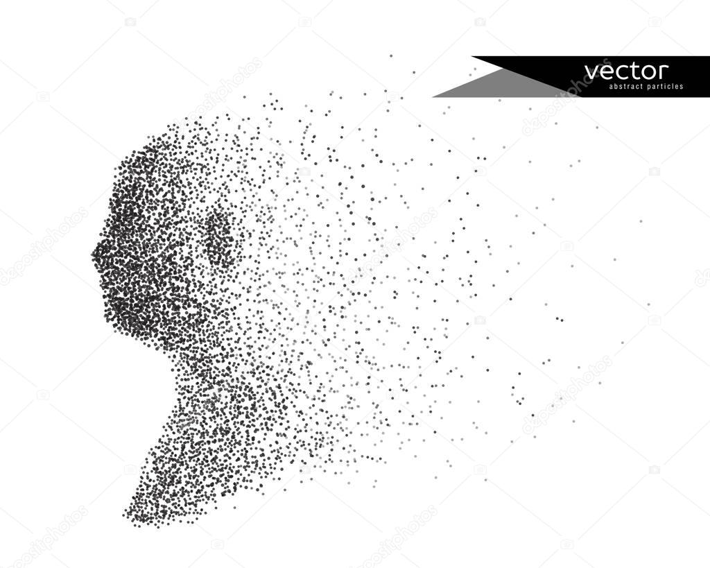 Abstract vector illustration of male head. Background and text on a separate layer.