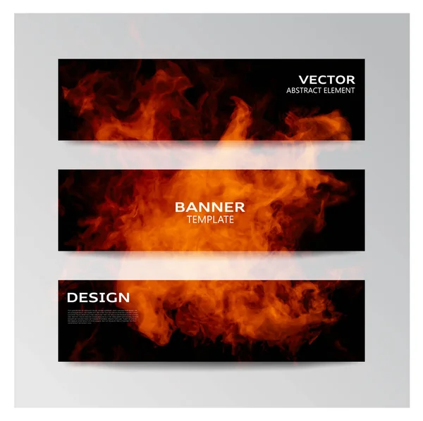 Vector template of banners with fire shapes. — Stock Vector