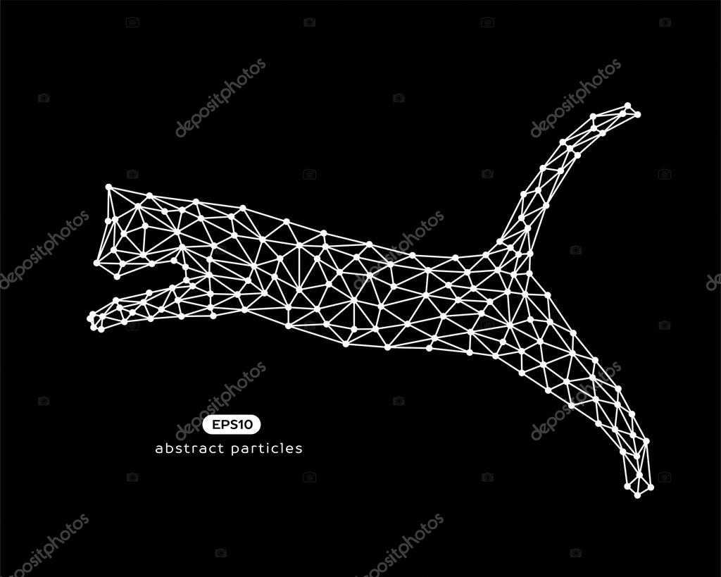 Vector abstract illustration of jumping cat. Eps 10. You can easily change color.
