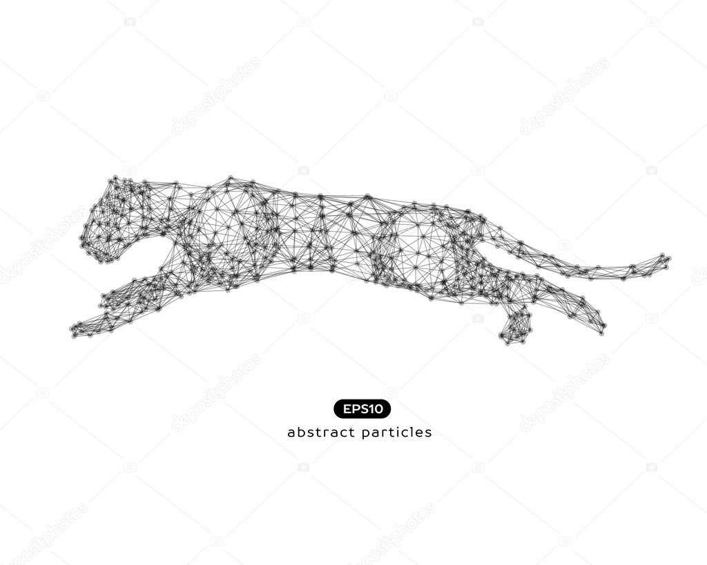 Vector abstract illustration of jumping puma. Eps 10. You can easily change color.
