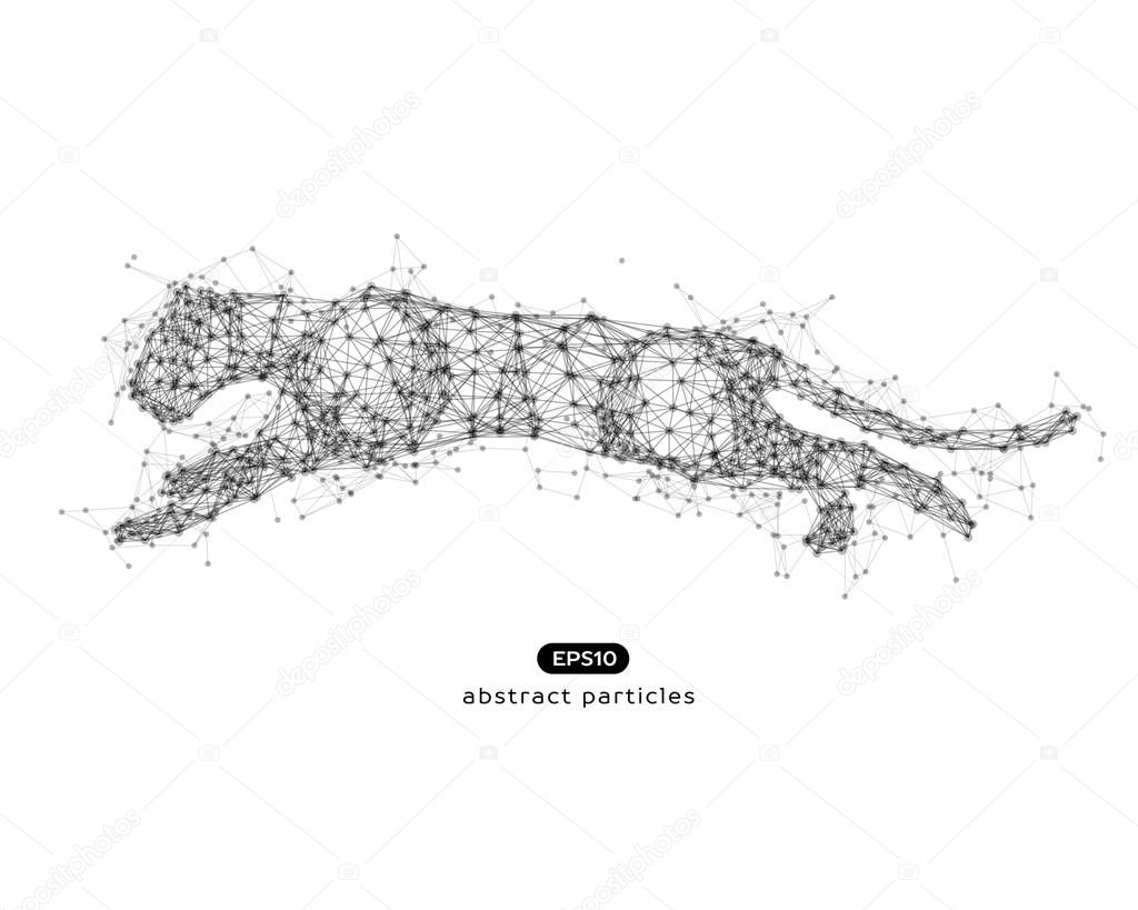Vector abstract illustration of jumping puma. Eps 10. You can easily change color.