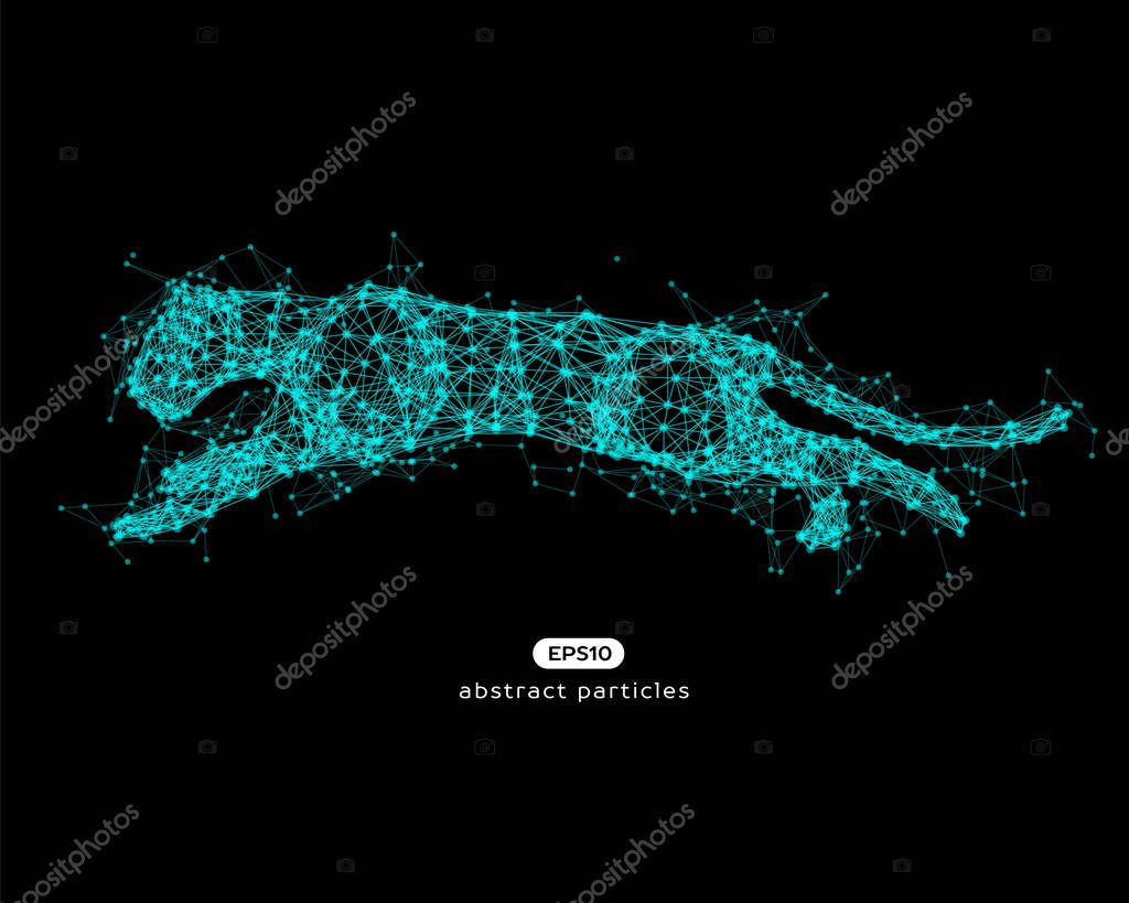 Vector abstract illustration of jumping puma. Eps 10. You can easily change color.