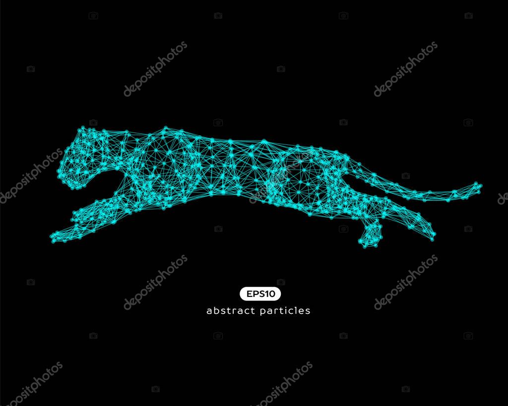 Vector abstract illustration of jumping puma. Eps 10. You can easily change color.