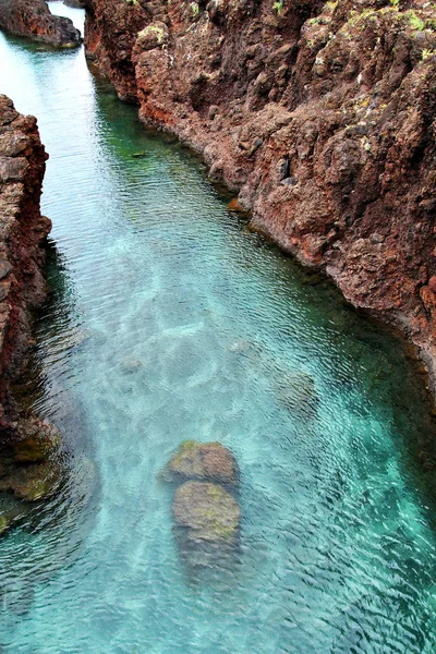 Top View Natural Blue Water Pool Madeira Island — Stock Photo, Image