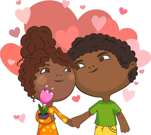 Couple Africain Carte Amour — Image vectorielle