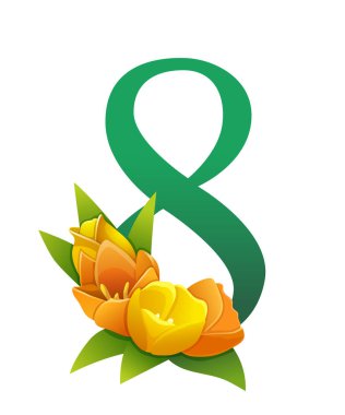 8 Mart Lale vektör tebrik kartı