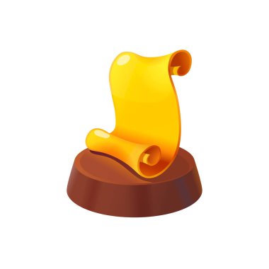 Altın kaydırma Ödülü. Altın kağıt kupa. Eski altın el yazması. 