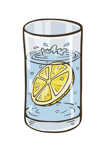 Bicchiere Vettoriale Acqua Con Fetta Limone — Vettoriale Stock
