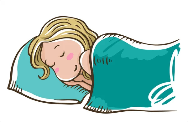 Menina Loira Adormecida Travesseiro Isolado Sobre Fundo Branco —  Vetores de Stock