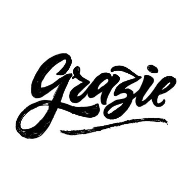 İtalyanca el yazısı için teşekkürler. Motivasyon ifadesi. Vektör