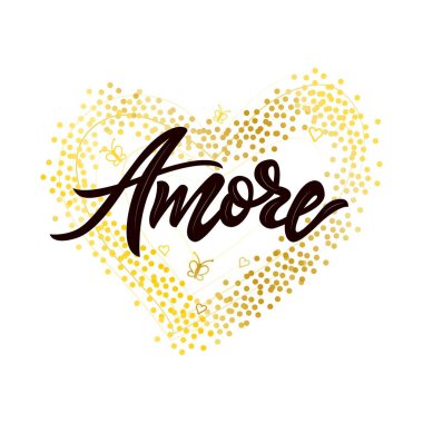 Aşk sözcükleri, İtalyanca, el yazısı. Vektör metni