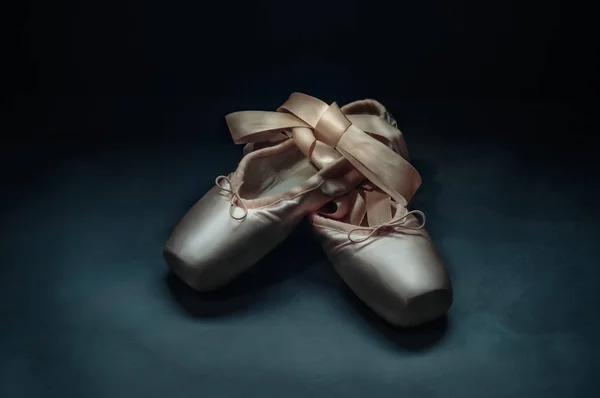 Pointe shoes ballet dance shoes with a bow of ribbons beautifull