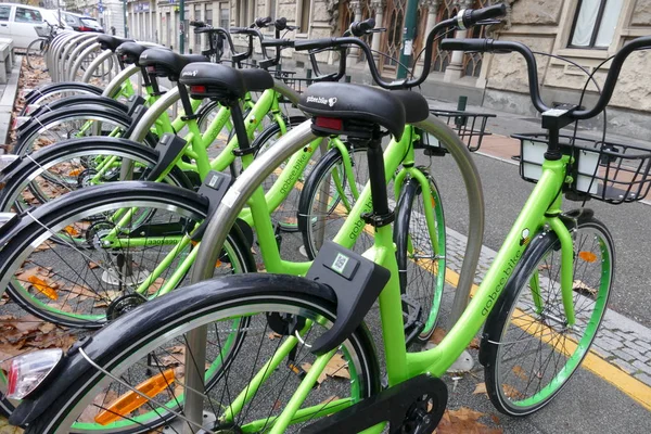 Bicicleta Compartilhando Gobee Inovador Nenhum Sistema Estação Acoplamento Para Bloquear — Fotografia de Stock