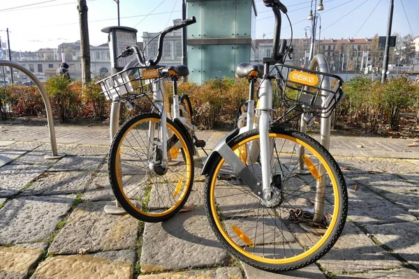 Free Floating Obike Bike Sharing Brands Invading City Innovative Locker — Stock Photo, Image