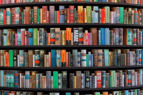 Book Shelves Library Different Languages Rome Italy Circa June 2012 — Stock Photo, Image