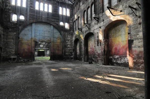 Panoramic View Empty Industrial Plant Site Nowadays Site Meetings Expositions — Stock Photo, Image