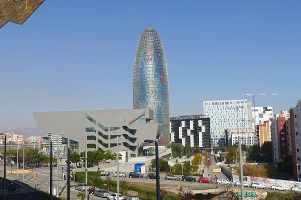 Barcelona Torre Agbar Slávy District Panoramatický Pohled — Stock fotografie