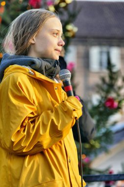 Greta Thunberg meet italian activists against climate change Turin Italy December 13 2019 clipart