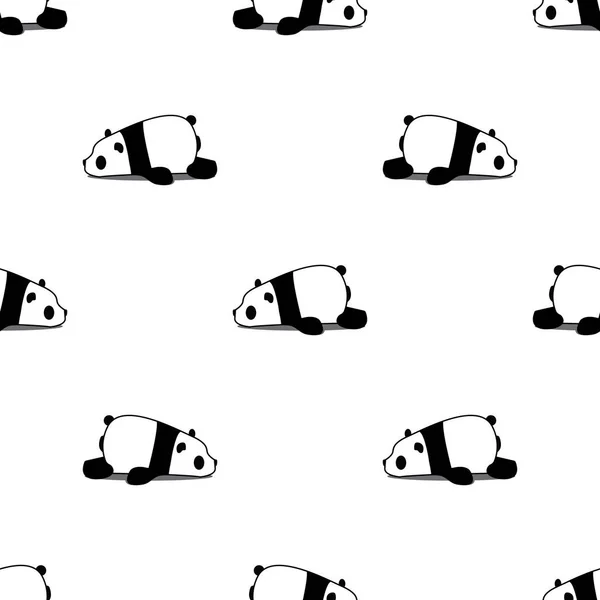 Preguiçoso Panda Desenho Animado Sem Costura Padrão Fundo Branco Vetor — Vetor de Stock
