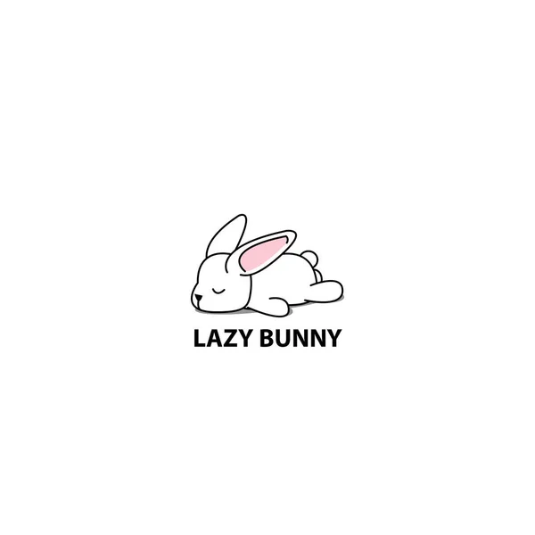 Lazy Bunny Cute White Rabbit Sleeping Icon Logo Design Vector — Stock Vector