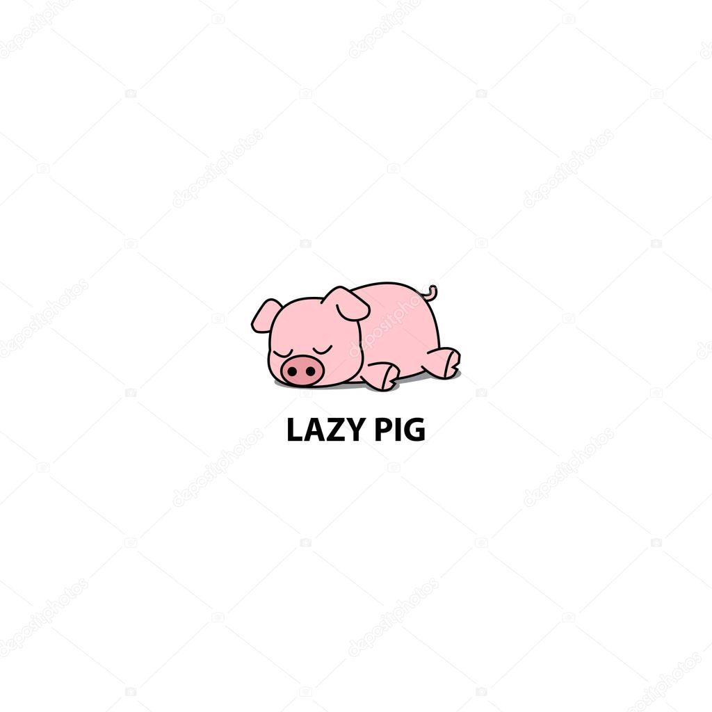 Lazy pig, little piggy sleeping icon, logo design, vector illustration