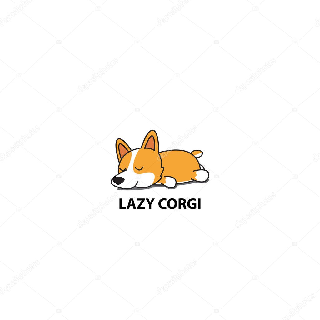 Lazy corgi, cute puppy sleeping icon, logo design, vector illustration.