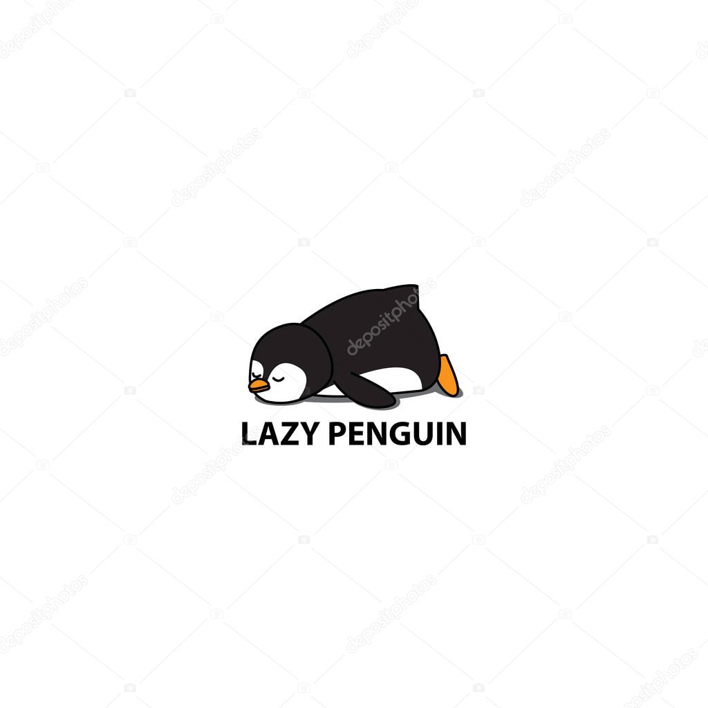 Lazy penguin icon, logo design, vector illustration