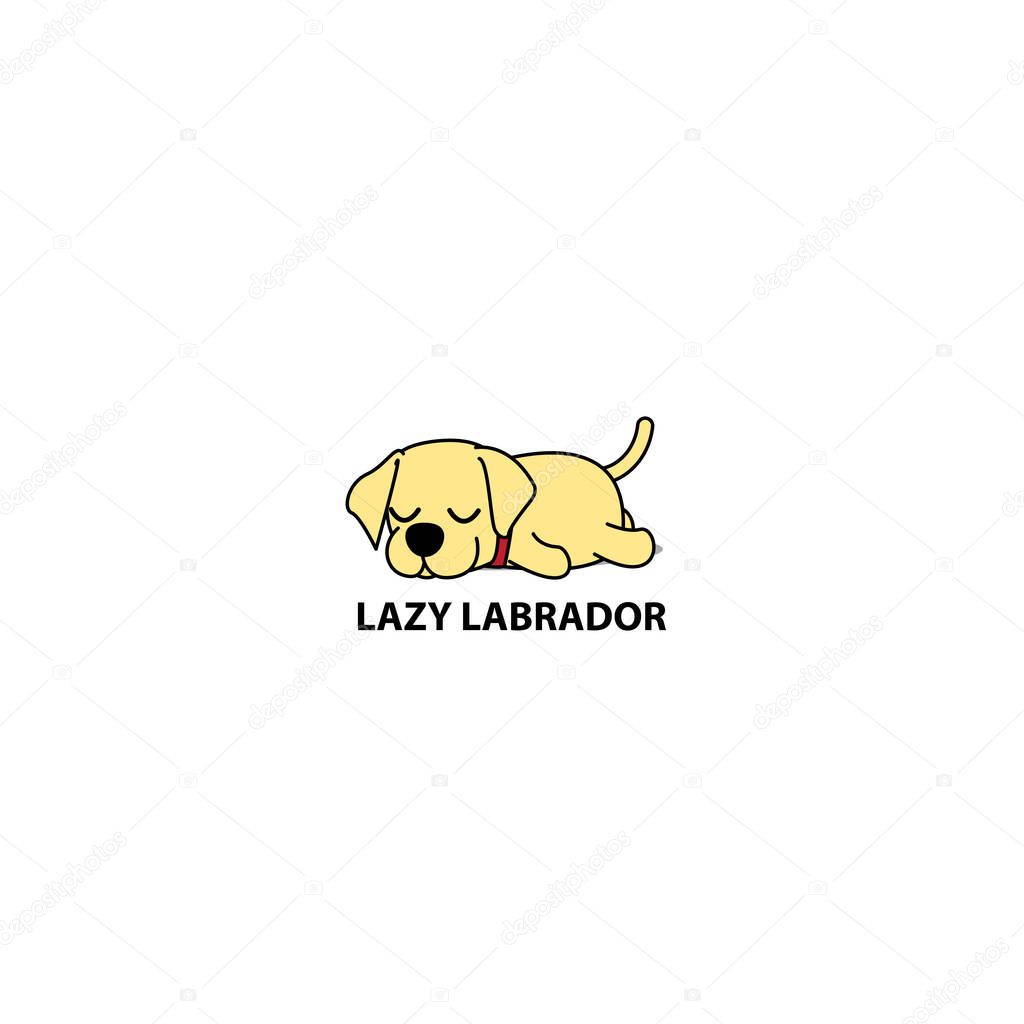 Lazy dog, cute labrador puppy sleeping icon, logo design, vector illustration