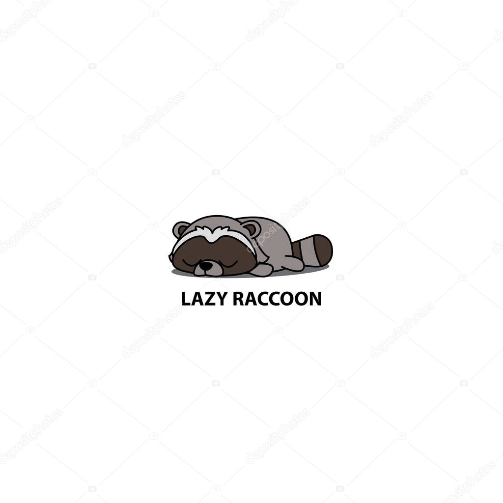 Lazy raccoon icon, logo design, vector illustration