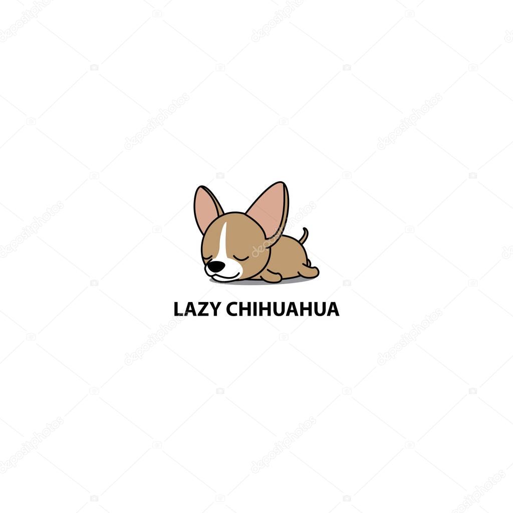 Lazy dog, cute chihuahua puppy sleeping icon, logo design, vector illustration