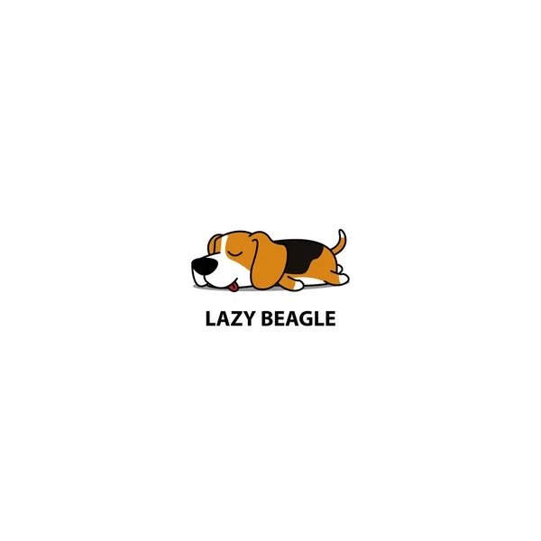 Perro Perezoso Lindo Beagle Cachorro Durmiendo Icono Diseño Del Logotipo — Vector de stock