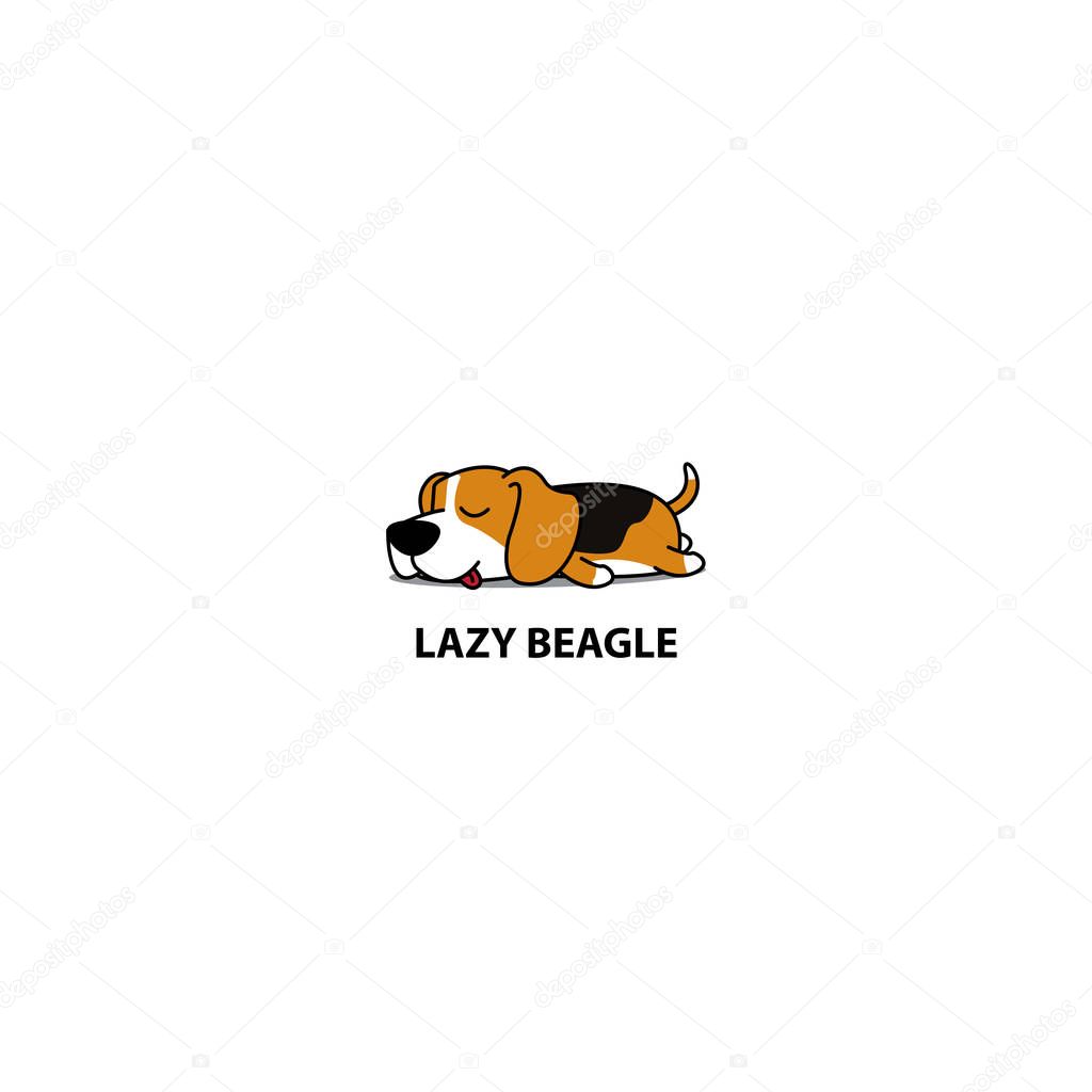 Lazy dog, cute beagle puppy sleeping icon, logo design, vector illustration