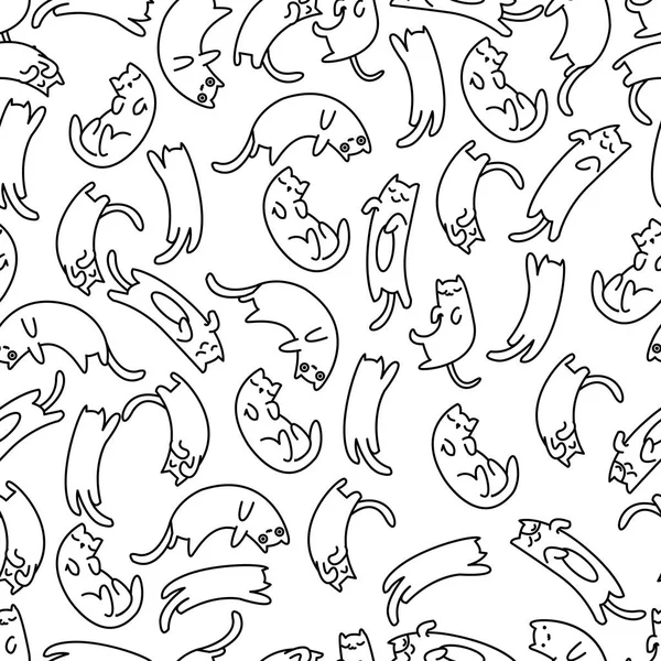 Безшовний Візерунок Ледачий Кіт Векторні Ілюстрації — стоковий вектор