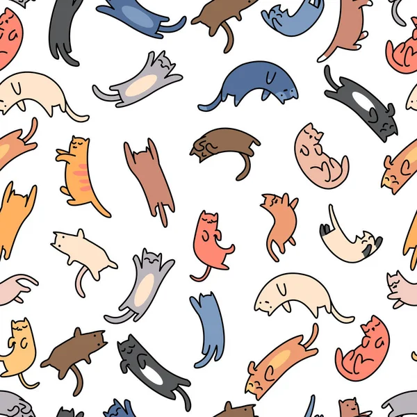 Varrat Nélküli Mintát Doodle Macskák Vektoros Illusztráció — Stock Vector