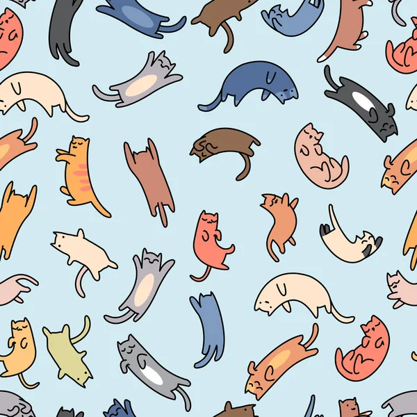 Varrat Nélküli Mintát Doodle Macskák Vektoros Illusztráció — Stock Vector