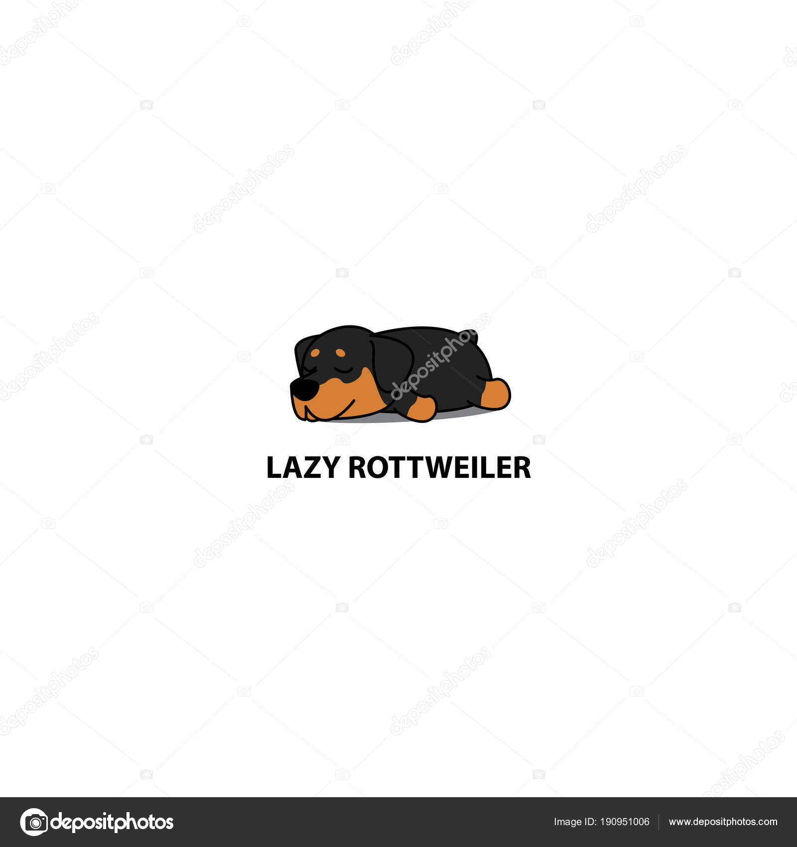 Lazy Dog Cute Rottweiler Puppy Sleeping Icon Logo Design Vector