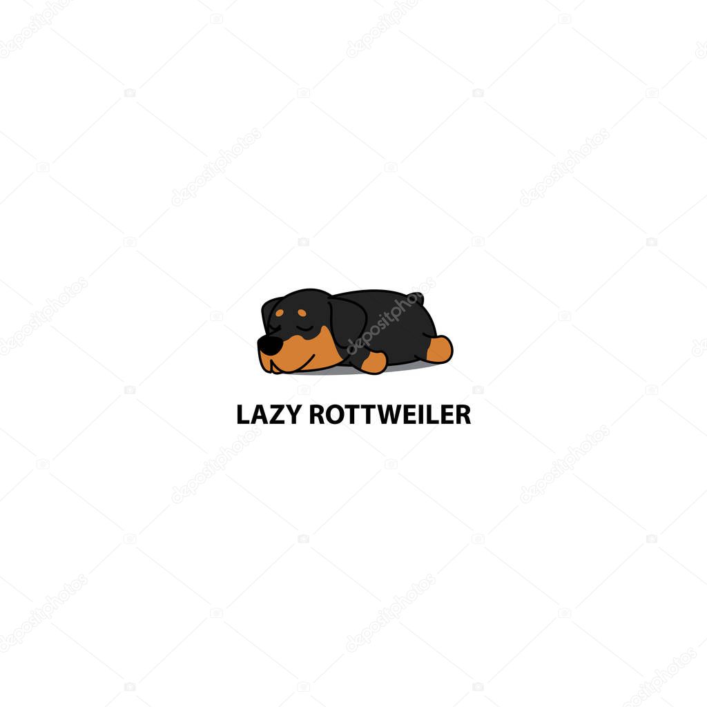 Lazy dog, cute rottweiler puppy sleeping icon, logo design, vector illustration