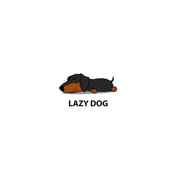 Lazy Dog Cute Dachshund Puppy Sleeping Icon Logo Design Vector — Stock Vector