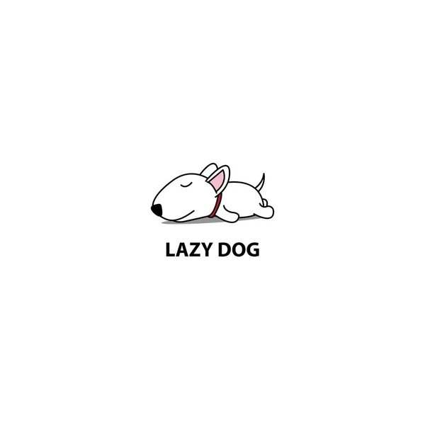 Lazy Dog Cute Bull Terrier Puppy Sleeping Icon Logo Design — Stock Vector
