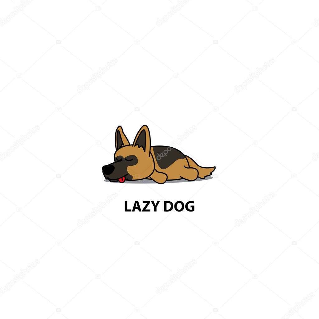 Lazy dog, cute german shepherd sleeping icon, logo design, vector illustration